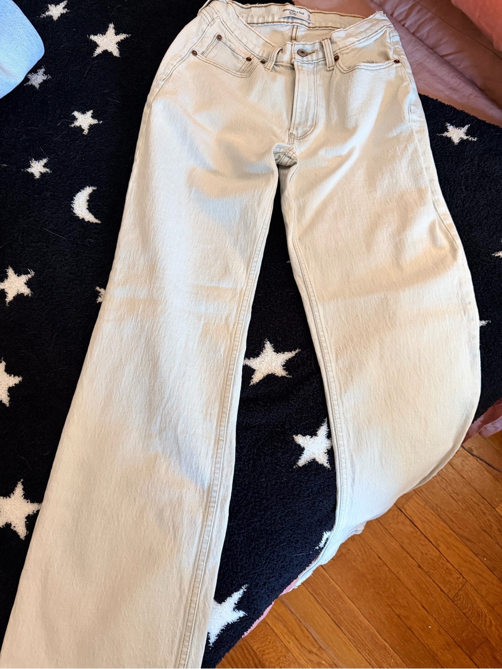 Abercrombie & Fitch Cream Wide-Leg Jeans